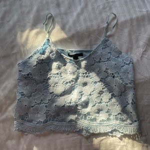 Forever 21 Lace Blue Crop Cami Top